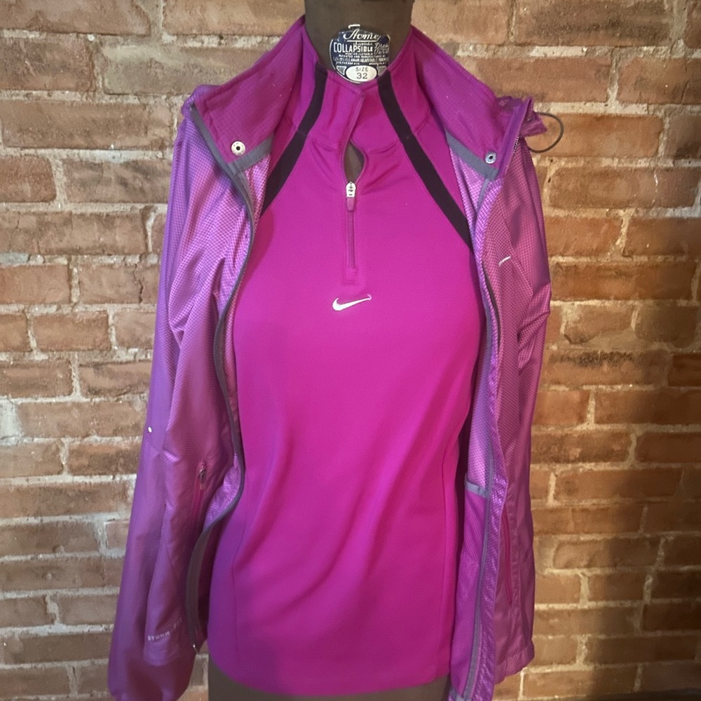 Magenta Nike Half Zip Long Sleeve, Well Cared For, Raglan Sleeve.
